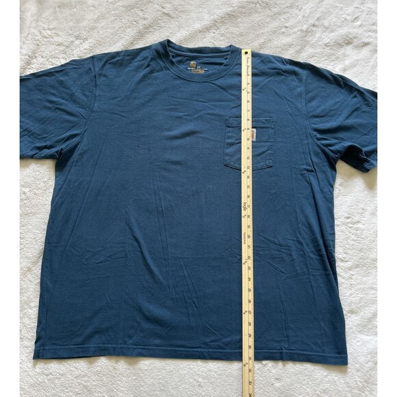 Carhartt T-Shirt Men's 2XL Tall Short Sleeve Pocket Logo Workwear Blue K87 984 - Picture 5 of 6